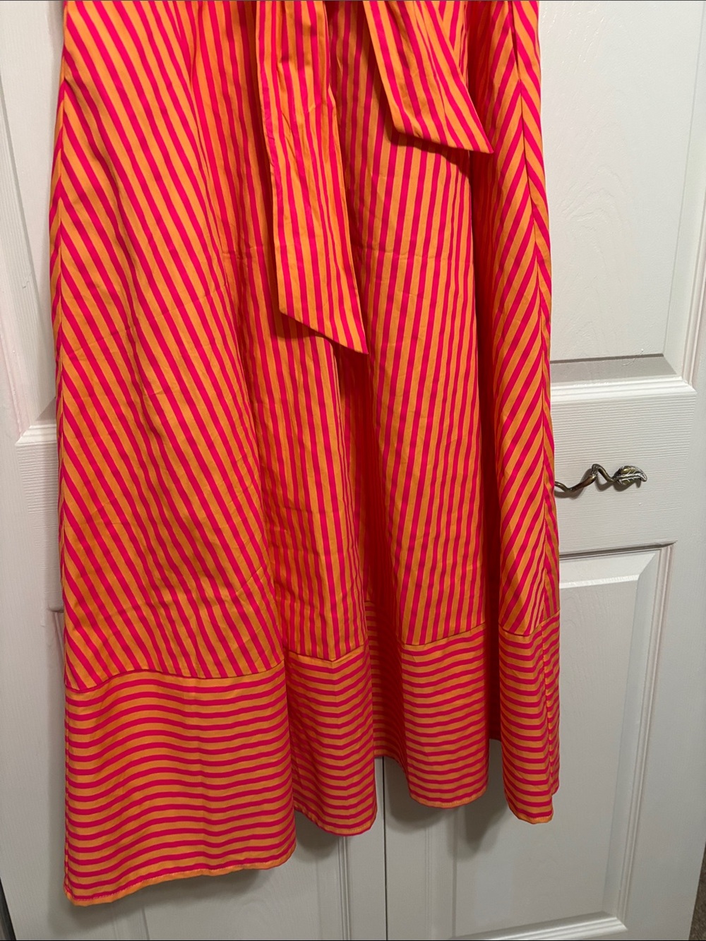 entro Red & Orange Striped Tie-Front Midi Dress - Picture 9 of 11